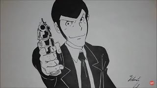 Lupin The Third  How to draw Lupin  Speed Drawing [upl. by Mallin480]