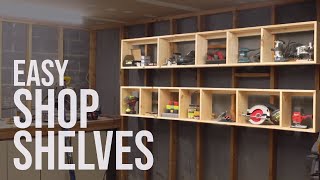 Floating Garage Shelves  Shop Storage  DIY Woodworking [upl. by Arymat]