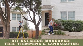 DIY EXTERIOR MAKEOVER TREE TRIMMING amp LANDSCAPING  Home Renovation Episode 37 [upl. by Eivad]