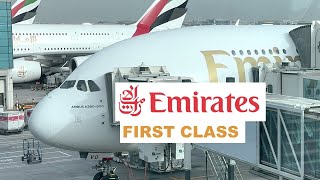 EMIRATES FIRST CLASS A380 Dubai to Los Angeles EK215 [upl. by Booker]