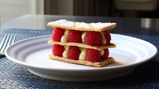 Mille Feuille  Vanilla Custard amp Raspberry Napoleon Pastry [upl. by Airat830]