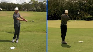 Chipping Setup Tip from Tiger Woods  GolfPass [upl. by Kronfeld]