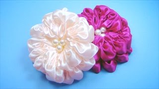 ПЫШНЫЙ ЦВЕТОК из атласной ленты Мастеркласс  Satin Ribbon Flower Tutorial  ✿ NataliDoma [upl. by Aihsoj]