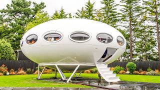 Inside a UFO Tiny House The Futuro Home Tour [upl. by Nnylatsyrc889]