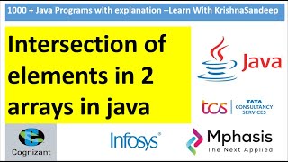 Write a java program to find intersection of elements in two arrays in java [upl. by Enaenaj]