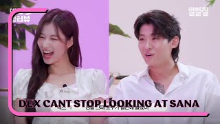 Dex cant stop looking at twice sana  Dexs Fridge Interview sana with eng sub [upl. by Llebyram81]