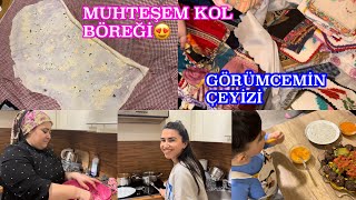 GELİN KAYNANA MUTFAKTA❤️ÇEYİZLERİ SERDİK😍ENFES KOL BÖREĞİ TARİFİ☺️AİLECEK TOPLANDIK  GÜNLÜK VLOG [upl. by Wane]