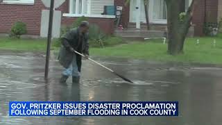 Governor Pritzker issues state disaster proclamation for September flooding in southern Cook County [upl. by Trebma]