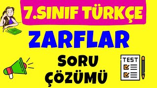 Zarflar 7sınıf Zarflar Soru Çözümü 7sınıf Türkçe zarflar [upl. by Bekelja]