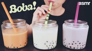 ASMR  Boba Bubble Tea  Thai Tea Jasmine Green Milk Tea Taro Milk Tea  Mukbang 먹방  No Whisper [upl. by Karr317]