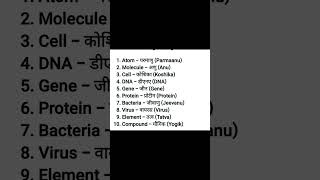 Scientific word meaning hindi to English 1 [upl. by Lin]