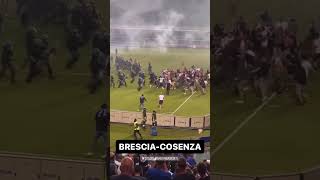 BresciaCosenza scontri ultras in campo 010623 [upl. by Argus]