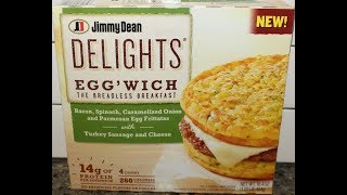 Jimmy Dean Delights Egg’wich Bacon Spinach Onion amp Parmesan Egg Frittatas with Sausage Cheese [upl. by Cleopatra332]