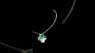 Green Malachite Clover Necklace in 18k Yellow Gold [upl. by Gladis]