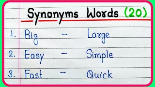 Synonyms words  20 Synonyms words in English  Common Synonyms words  What is Synonyms [upl. by Hteboj]