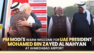 Live PM Modis warm welcome for UAE President Mohamed bin Zayed Al Nahyan at Ahmedabad airport [upl. by Asek]