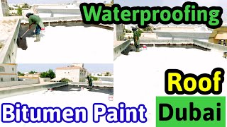 Step45Bitumen Paint for Waterpoofing Villa Dubai🇦🇪WaterProofing Roof Paint Apply Process Dubai [upl. by Eemak226]