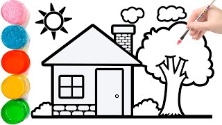 HOW TO DRAW A HOUSE EASY  Drawing House form Shapes [upl. by Hairem]