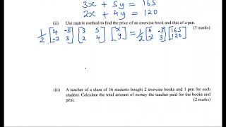 KCSE 2017 MATRICES [upl. by Baal]