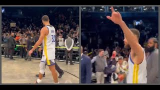 Steph Curry gets a standing ovation from the Brooklyn Nets fans after the win [upl. by Alsworth934]