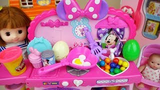 Baby doll play doh kitchen cooking play and surprise eggs play [upl. by Kcirdek]