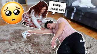 PASSING OUT WHILE PLAYING THE GAME PRANK ON GIRLFRIEND GONE WRONG [upl. by Huberto]