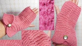 Tuto Tricot Mitaines point fantaisie Ailettes Torsade 2 mailles  Mitaines avec noeud point mousse [upl. by Cacilia]