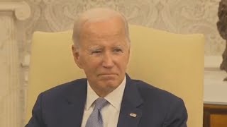 Lights on but nobody home Joe Biden sits and blankly stares during press conference [upl. by Barvick]