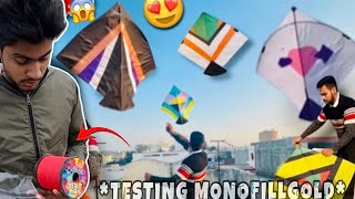 TESTING monofillgold NEW PACKING 🔥flying big kites 🪁 desi patangbaazi 😍monokite vs monofillfold [upl. by Lohse104]