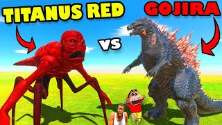 TITANUS RED vs GOJIRA and SHINCHAN ZOO in ANIMAL REVOLT BATTLE SIMULATOR [upl. by Naujat]