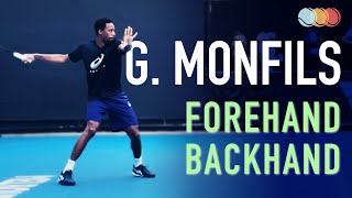 Gael Monfils  Forehand amp Backhand Court Level Practice Slow Motion 2021 [upl. by Sitoel504]