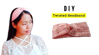 DIY Twisted headband in less than 5 minutes EASY TutorialHow to make a turban headband for beginner [upl. by Kenti]