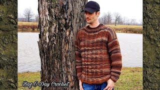 Crochet Sweater  Easy Crochet Cable Pullover  Bag O Day Crochet Tutorial 560 [upl. by Adnicul]