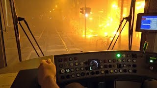 Mit der Stadtbahn durchs Silvesterfeuerwerk  RTWEinsatz Eskorte dichter Nebel 4K [upl. by Otti188]