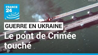 En direct  le pont reliant la Crimée à la Russie endommagé par lexplosion dun camion piégé [upl. by Devon]