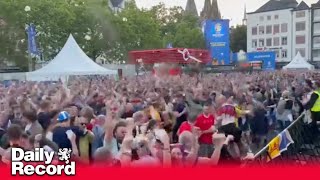 Tartan Army erupts in Cologne fanzone to celebrate Scott McTominay goal against Switzerland [upl. by Areehs119]