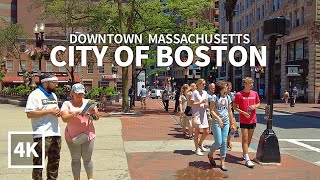 4K BOSTON TRAVEL  Downtown Boston Washington Street amp State Street Massachusetts USA Travel [upl. by Buckels]