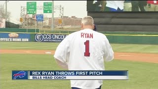 Rex Ryan throws Bisons first pitch [upl. by Tenn]