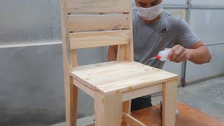 Amazing Pallet Woodworking Techniques  How To Make A Simple Chair For Beginners  Woodworking [upl. by Herald]