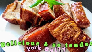 So tender and so tasty Pork Belly Recipe boiled amp baked  Schweinebauch rezept [upl. by Beverly947]