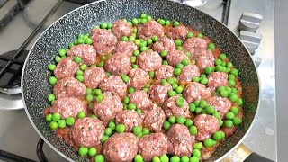 Ricetta ECONOMICA Favolosa con PISELLI CARNE MACINATA e CIPOLLA in padella in 5 minuti 254 [upl. by Esinart]