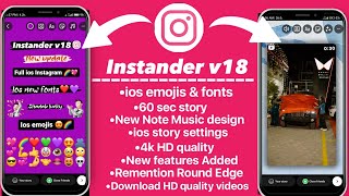 New Instander  iOS Emoji  iPhone Story with Timer  Fonts amp 60Sec Story and New Features 🔥 [upl. by Jarrod]