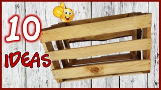 10 LINDAS IDEAS CON CAJAS DE FRUTAS DE MADERA  Manualidades con trozos de madera  crafts with wood [upl. by Adekam]