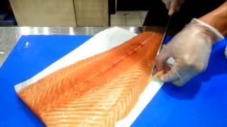 Cortar salmon para sushi nigiri  Japan cut nigiri sushi [upl. by Wiencke]