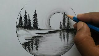 Nature scenery drawing for beginners  easy and step by step [upl. by Jutta628]