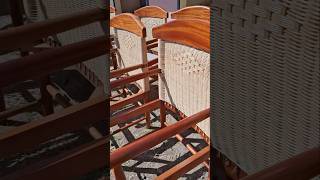 How we varnish our rattan on wood seats woodenchairs woodworking [upl. by Whale]