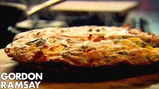 Bacon Pea amp Goats Cheese Frittata  Gordon Ramsay [upl. by Ahsoj]