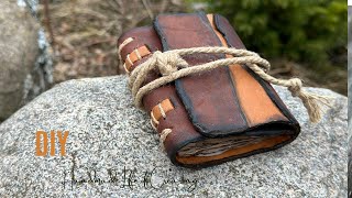 DIY leather journal making  Bookbinding  ASMR craft [upl. by Norrie]