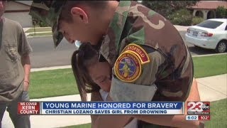 Young Marine Reunites With Girl He Helped Save [upl. by Oirotciv]