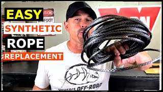 HOW TO REPLACE WARN WINCH CABLE WITH SYNTHETIC ROPE [upl. by Cirdec]